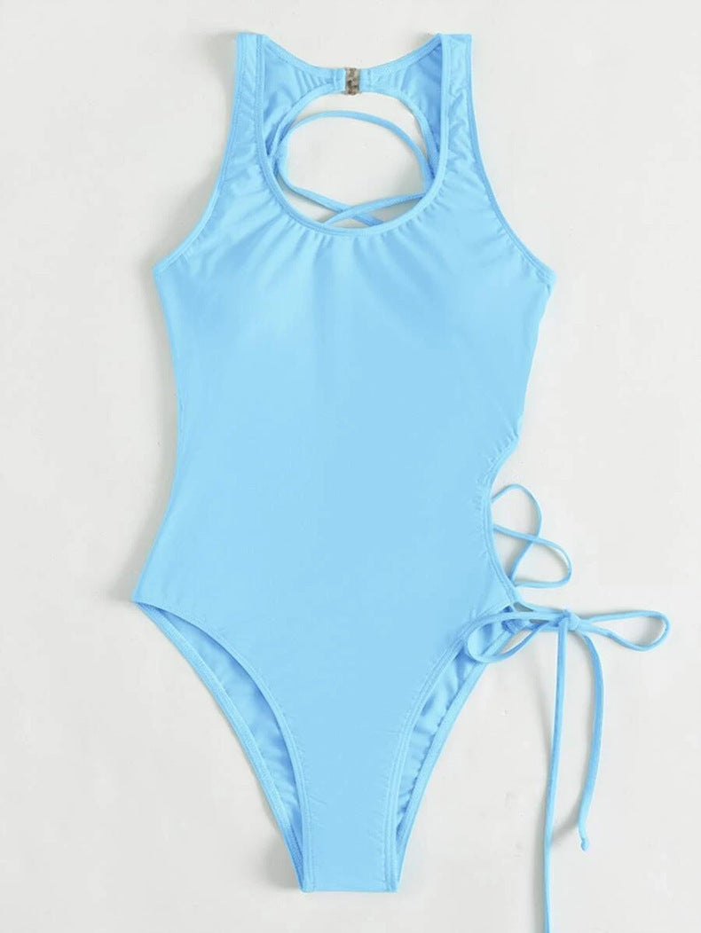 Sexy Solid Color Tied Swimsuit Women Triangle Beach Bikini Swimsuit
