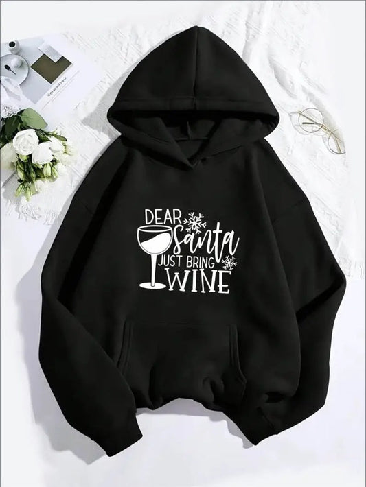 Women’s Christmas Wine Hoodie – Festive Holiday Pullover Sweatshirt
