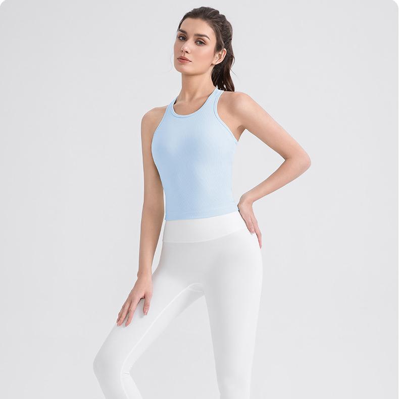Yoga Vest Women with Chest Pad Pilates Training Top High Elastic Breathability Running Workout Bra Sports Vest
