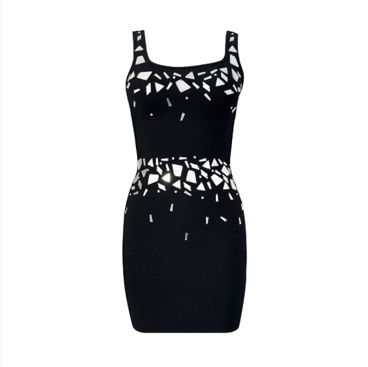 Sexy Sleeveless Lens Diamond Short Evening Dress Party Gathering Stretch Bandage One Piece Dress