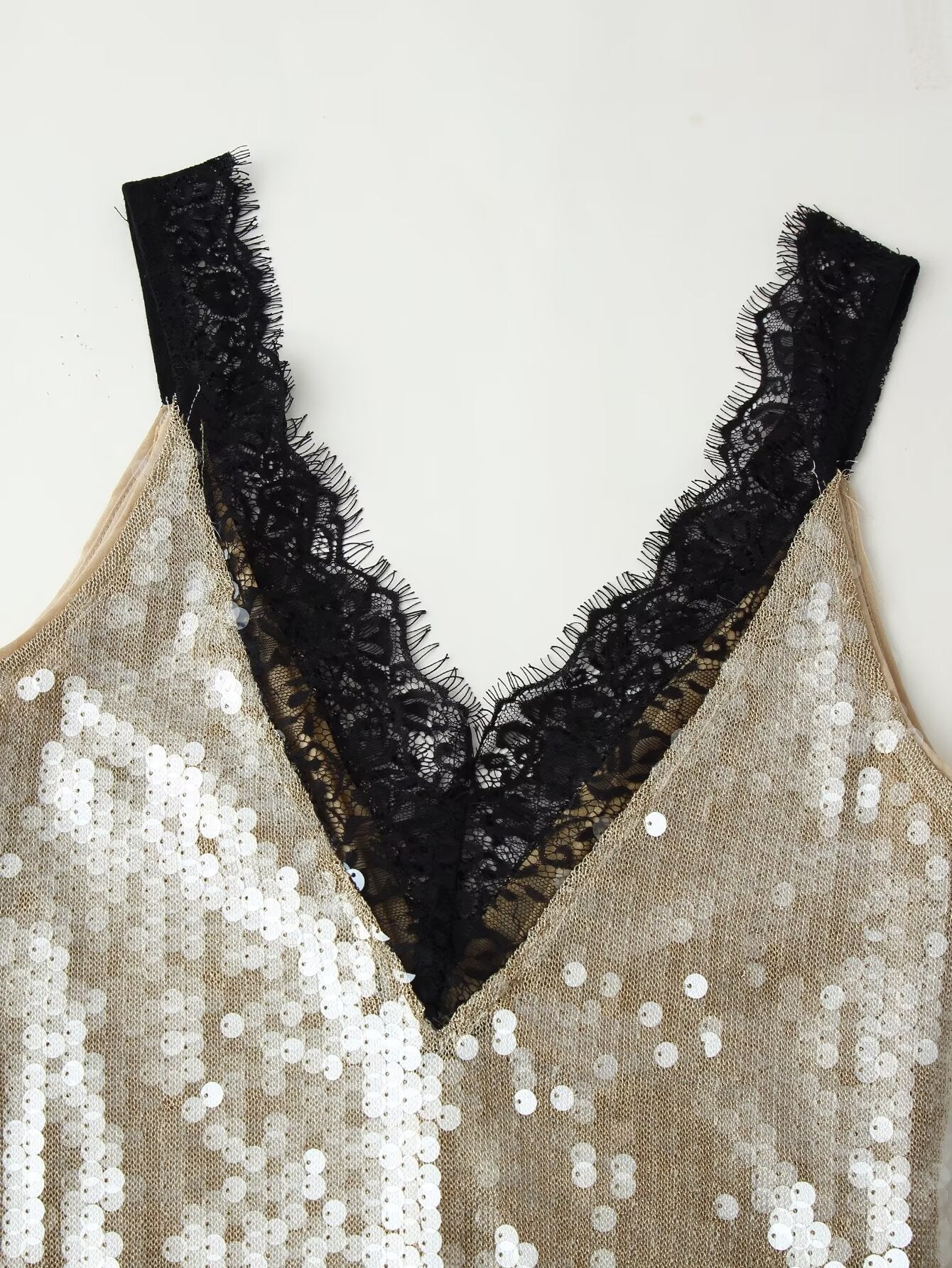 Women Clothing Top Beads Decoration Lace Dress