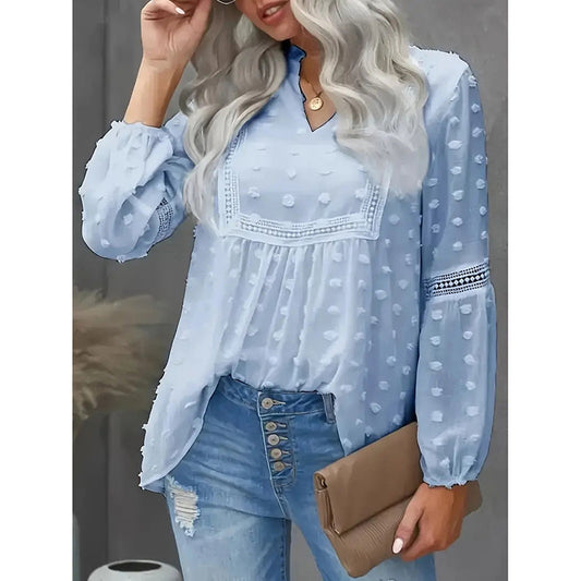 Women’s Long‑Sleeve V‑Neck Business Casual Blouse