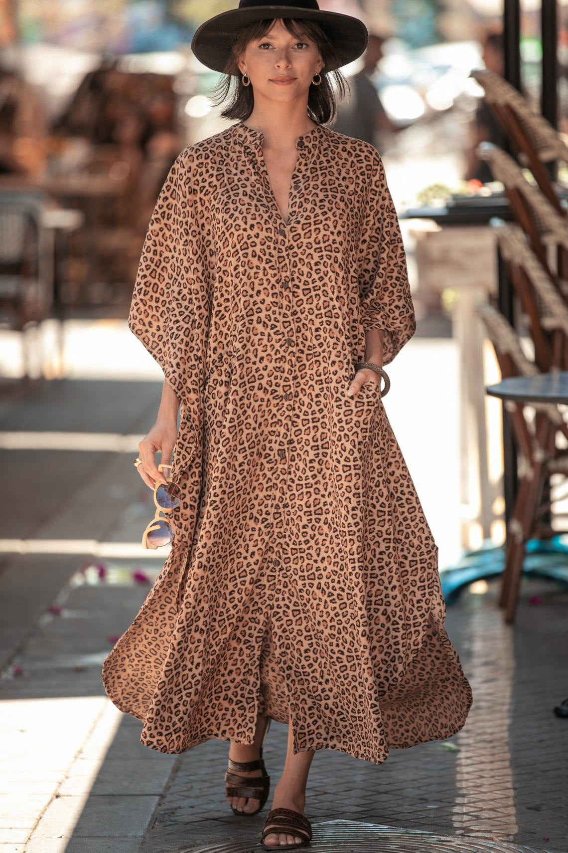 Beach Cover up Loose Button with Pocket Vacation Robe Blouse