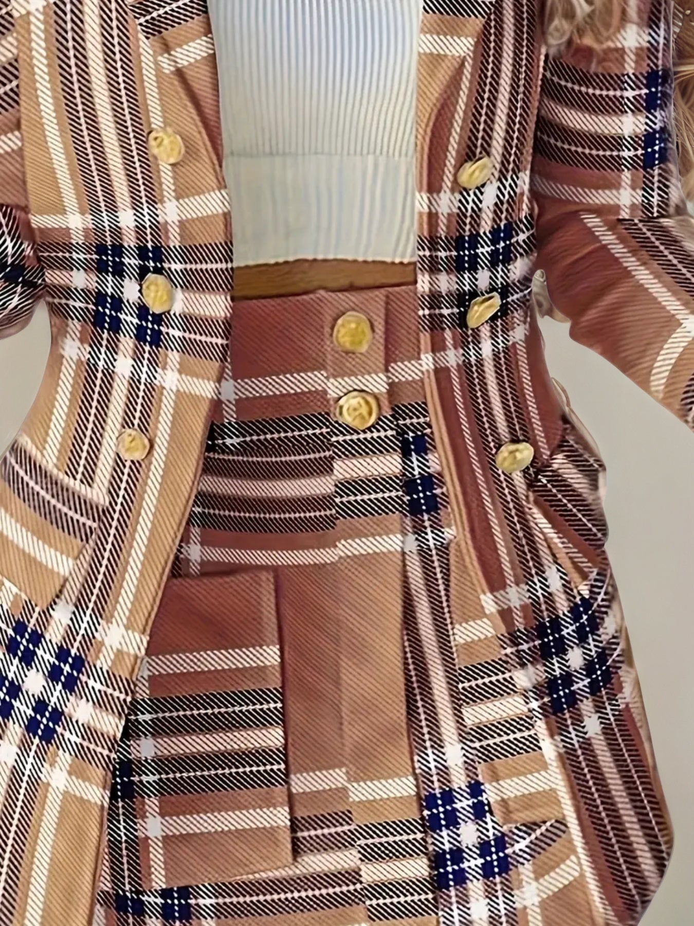 Women’s Elegant Plaid Skirt Suit Set