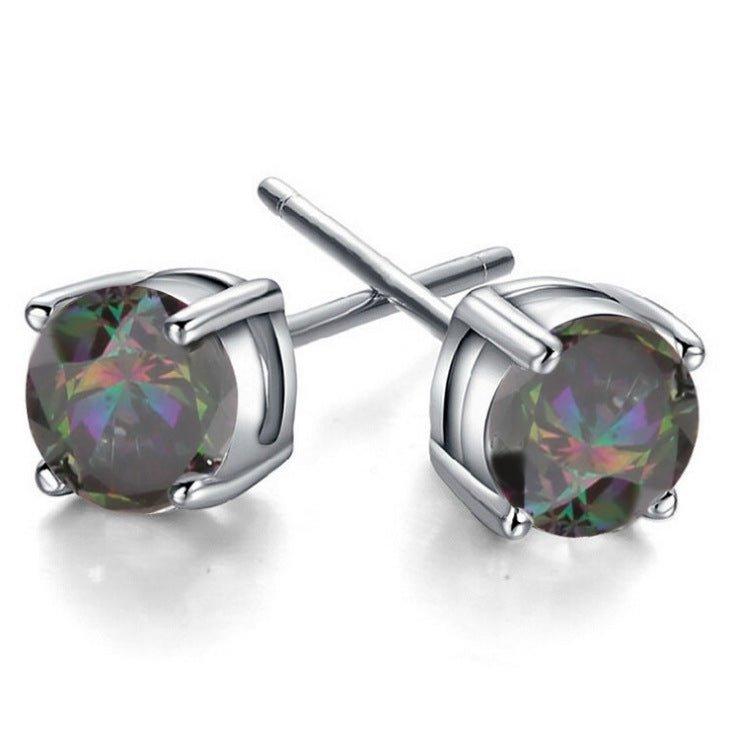 Half Carat Round Cut Topaz Stud Earrings