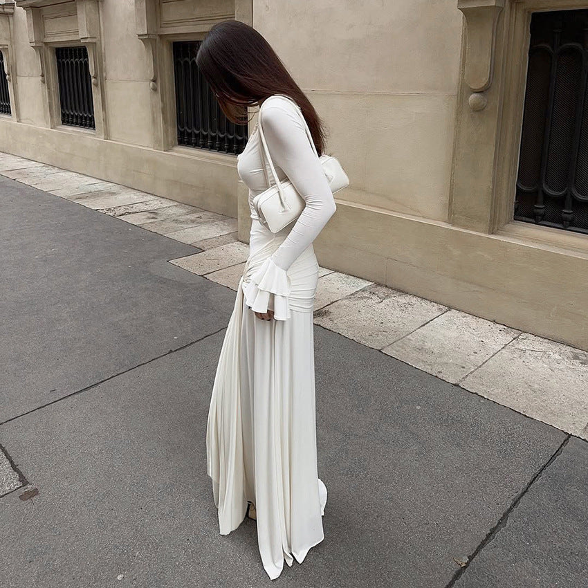 Spring Women Elegant Dress Elegant Design Sexy Lace Stitching Slim Fit Maxi Dress