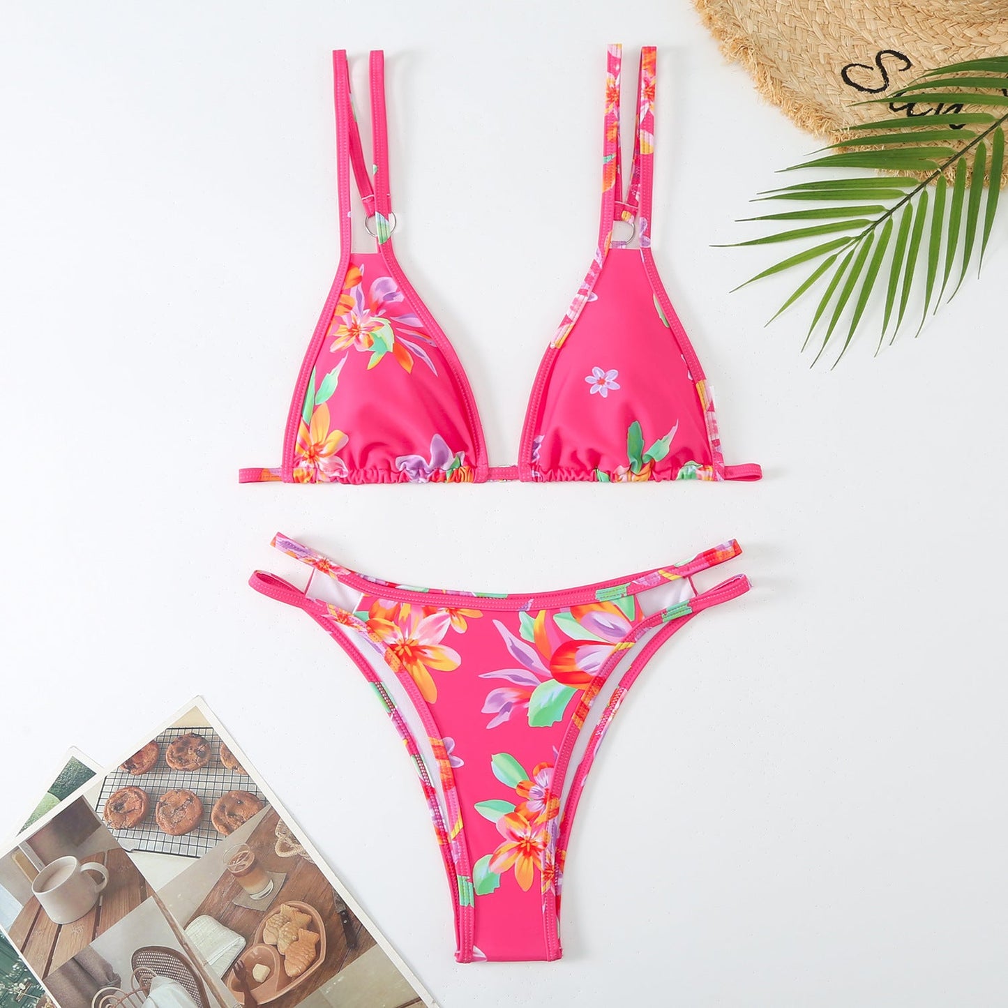 Floral Bikini Sexy Backless High Grade Swimsuit High Elastic Swimsuit for Women