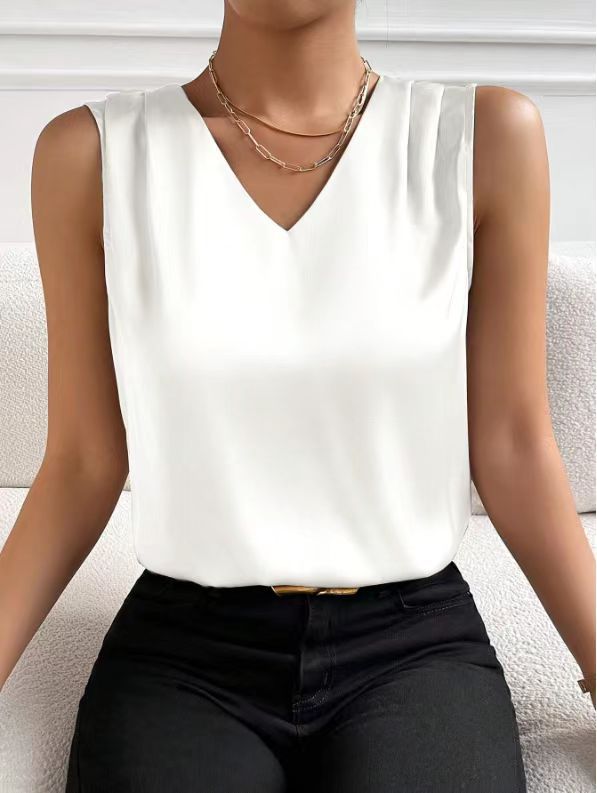 Women Satin Tank Top Office Vest Bottoming Top