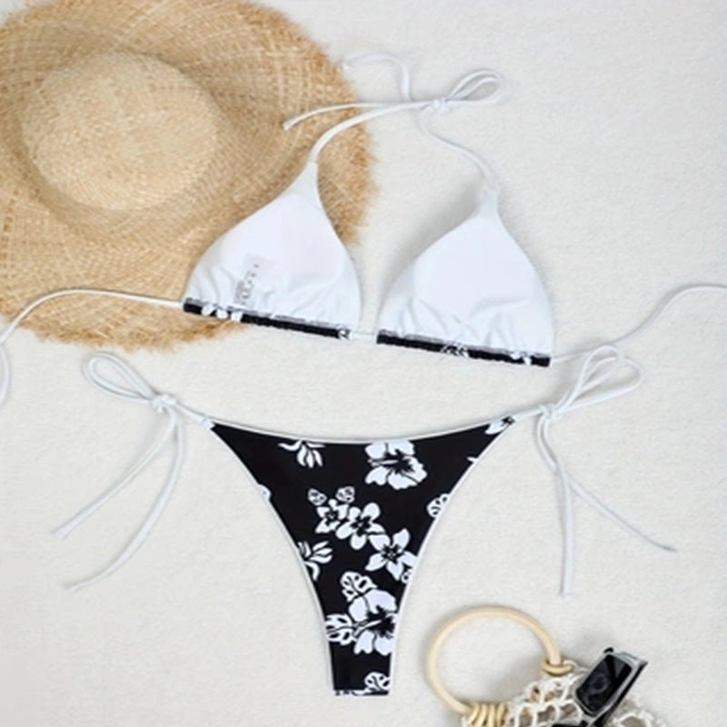Floral Sexy Bikini Split Swimsuit Women Beach Triangle Bikini Swimsuit