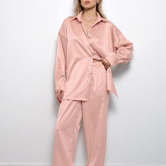 Autumn Loose Casual Home Wear Women Long Sleeved Trousers Cardigan Pajamas