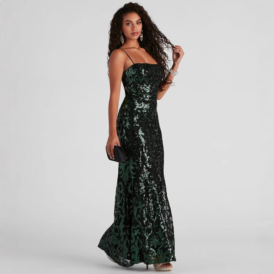 Summer Dress Sexy Formal Dress Sequin Sling Dress Elegant Socialite