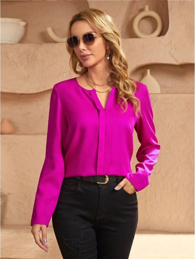 Women Clothing Spring Summer Satin Faux Silk Shirt Satin