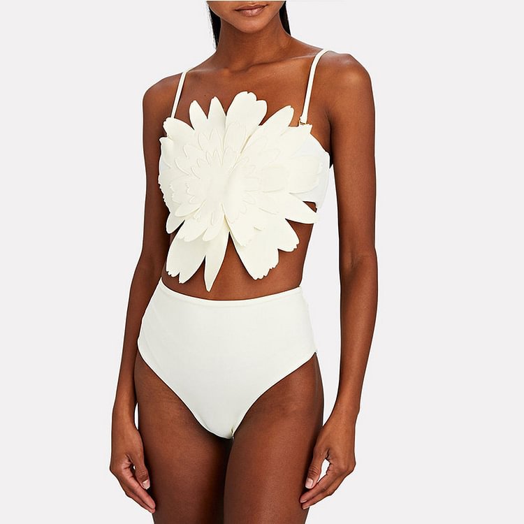 Split Bikini Three Dimensional Floral Heavy Industry Slimming Swimsuit Women