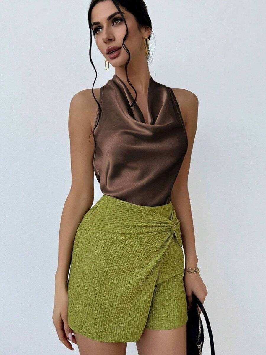 Women Clothing Sexy Sleeveless Satin Shirt Spring Autumn Work Women Shirt
