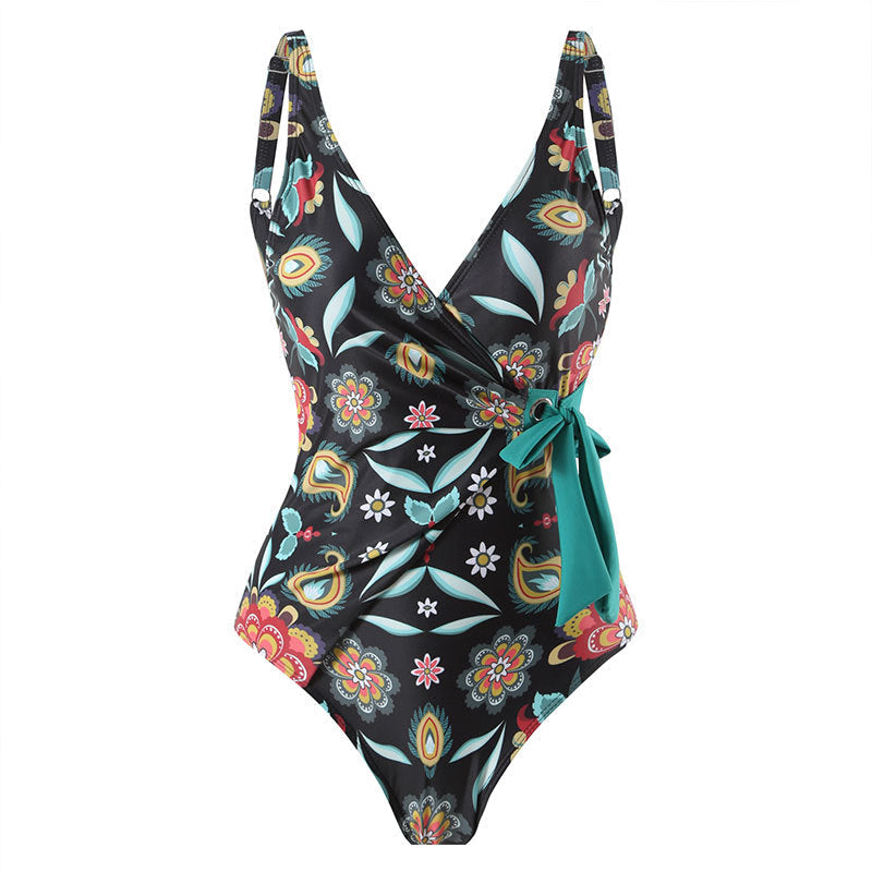 Siamese Conservative Cover Belly Backless Sexy Swimsuit Women Suit Chiffon Beach Skirt