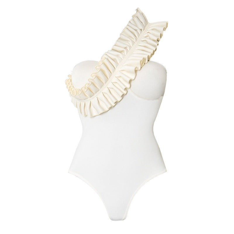 Solid Color Sexy One Piece Swimsuit Women Vacation Beach Swimsuit