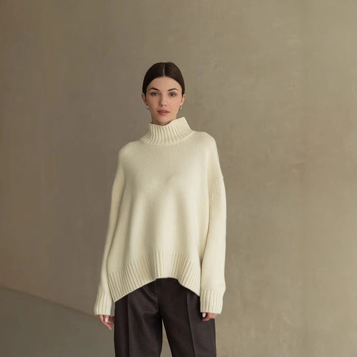 Sweater Russia Women Clothing Mock Neck Sweater Autumn Winter Loose Knitwear Women