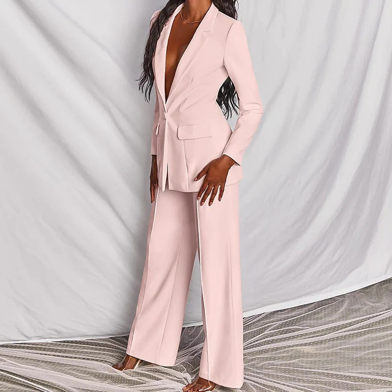 Women's Professional Blazer & Trousers Suit Set – Long Sleeve, Full Length