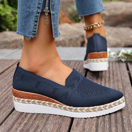 Women’s Woven Rope Platform Snakeskin Pointed-Toe Flats | Trendy Flats
