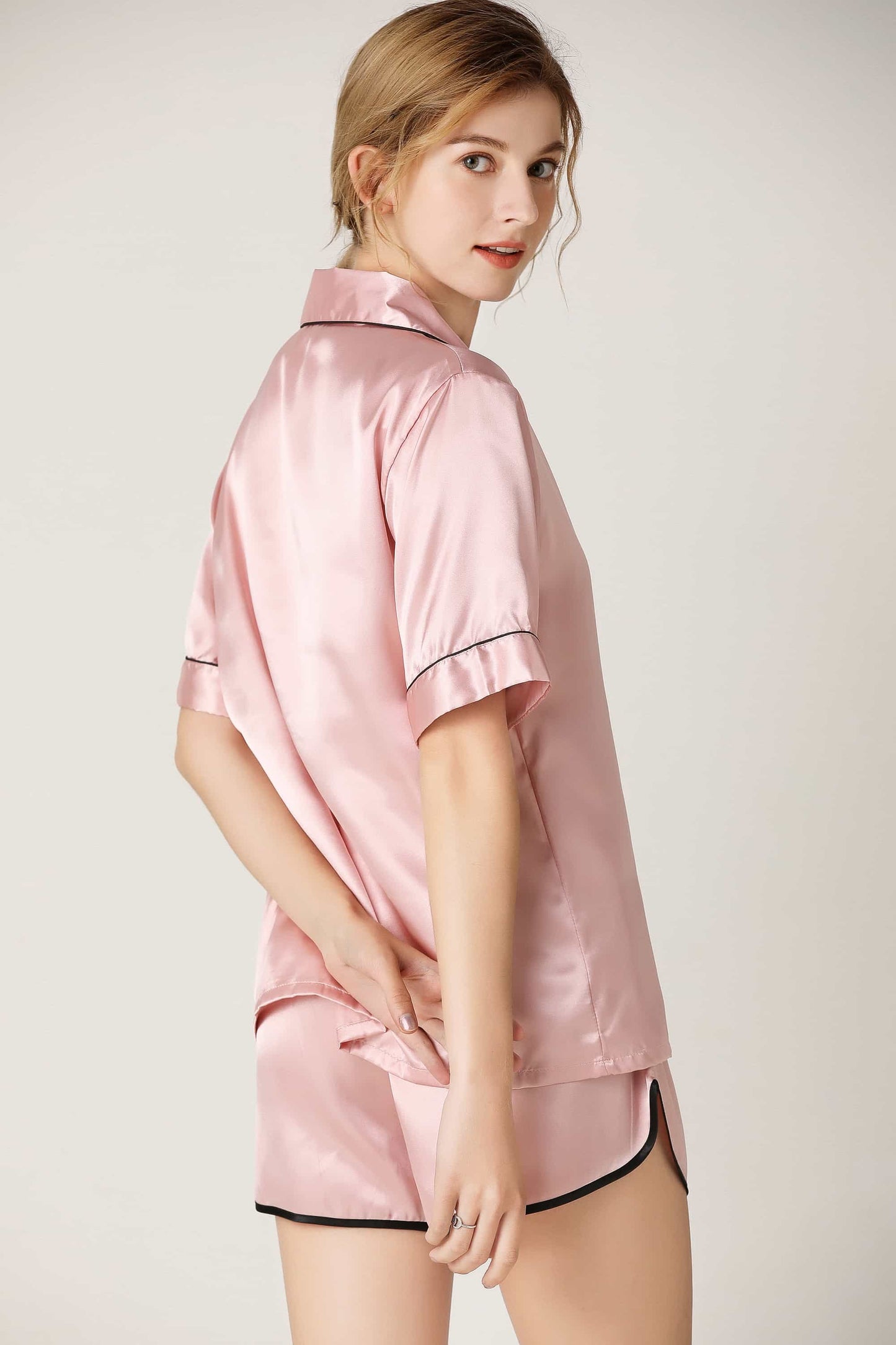 Lapel Collar Shirt and Shorts Lounge Set